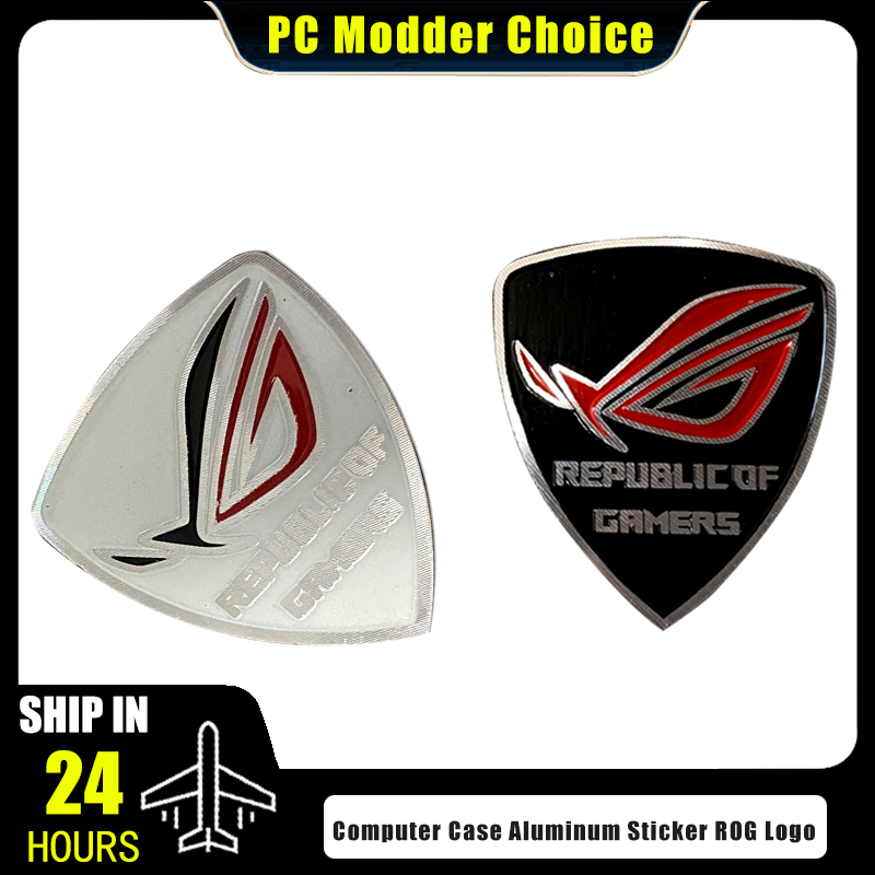 Gaming Accessories White - Stiker komputer aluminium Logo ROG Gamer,